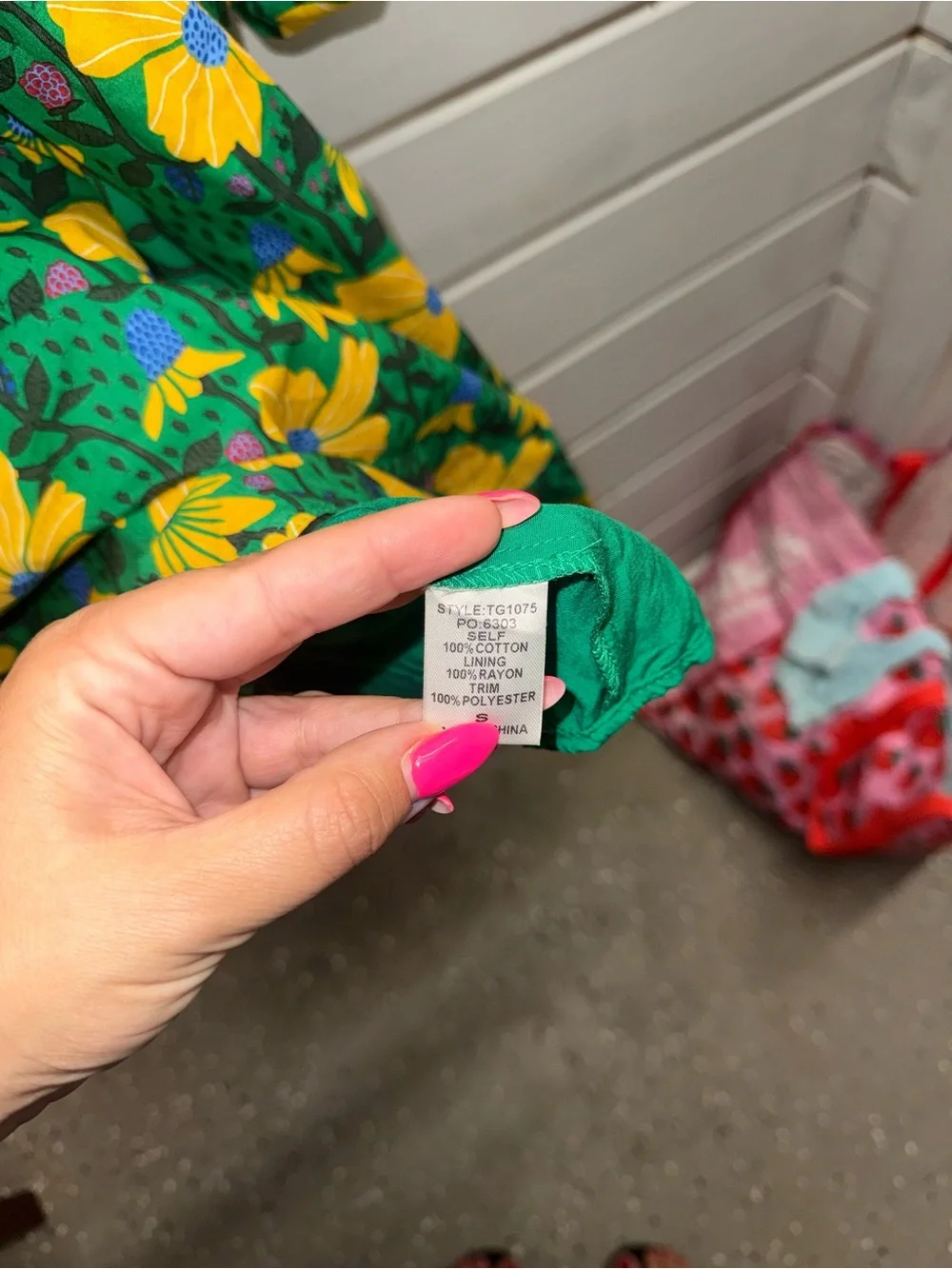 Victoria's Secret Green and Yellow Floral Puff Sleeve Mini Dress - Picture 7 of 8